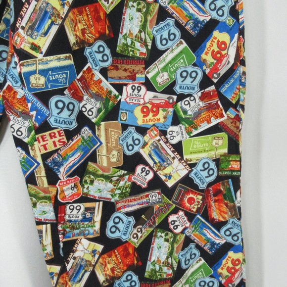 The Cats Pajamas PJ Lounge Pants Route 66 Collage Mens Medium Pockets Cotton - Picture 8 of 11